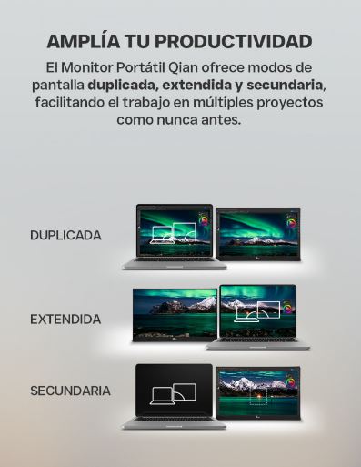 Foto 8 pulgar | Monitor Portátil Qian Qmp-ip16s Ips 15.6”fullhd 1920x1080, 60hz, Altavoz, Hdr, Visión 178° Antireflejo, Cub