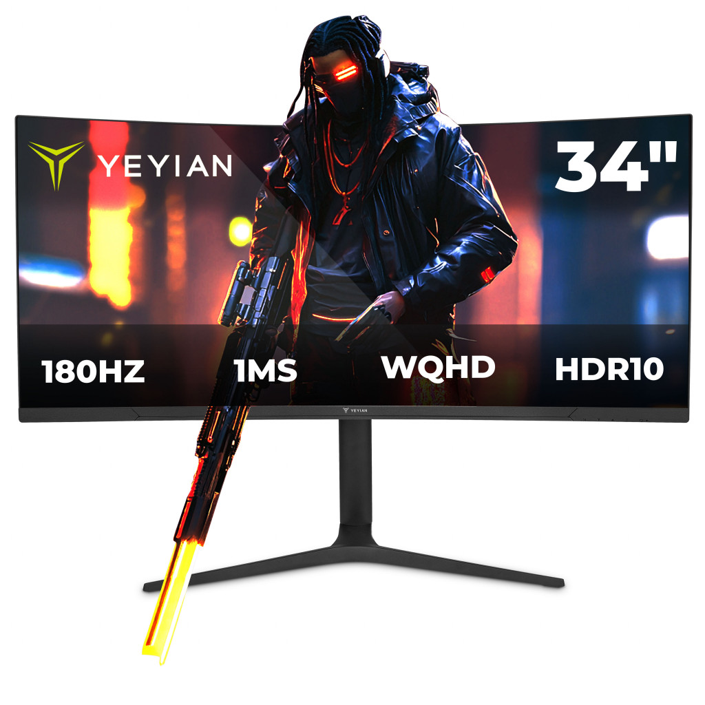 Foto 2 pulgar | Monitor Gamer Yeyian Ymc-fv234-m1 Curvo Va 34'', Wqhd 3440 X1440 180hz, Rgb, Hdmi 2.1, Displayport, Freesync, G-sync,