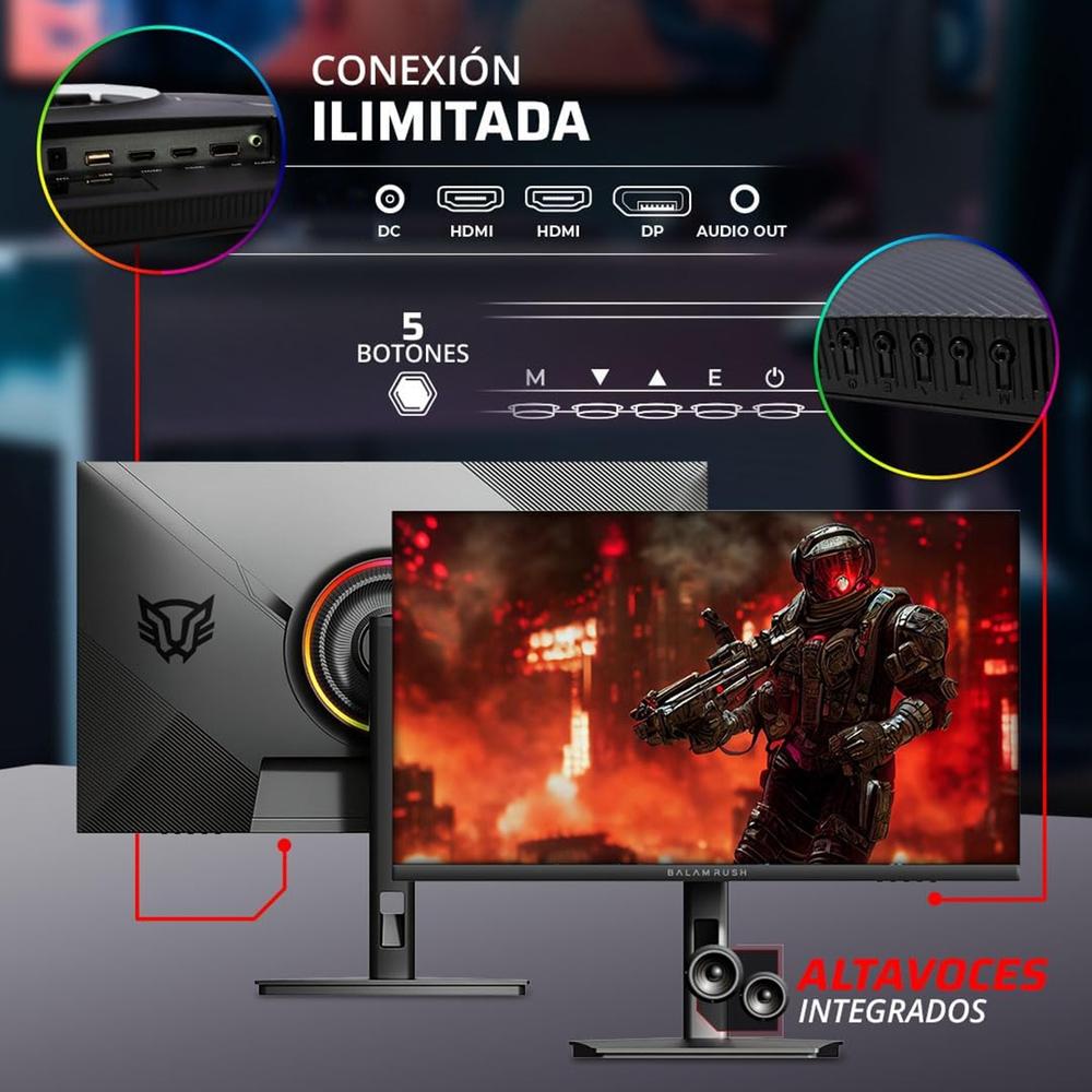 Foto 4 pulgar | Monitor Gamer 27 Balam Rush Ultra Explorer Mxt27p 1ms 165hz Qhd Ips Hdmi Dp Altavoces Pivote Freesync / G-sync