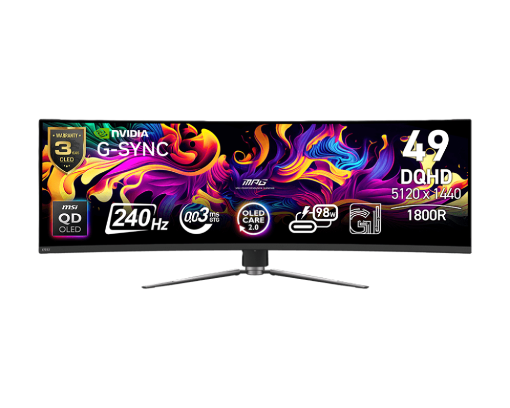 Foto 2 pulgar | Monitor 49 Msi Mpg 491cqpx 0.03ms 240hz Dqhd Gamer Oled-qd Curvo G-sync Mpg 491cqpx Qd-oled