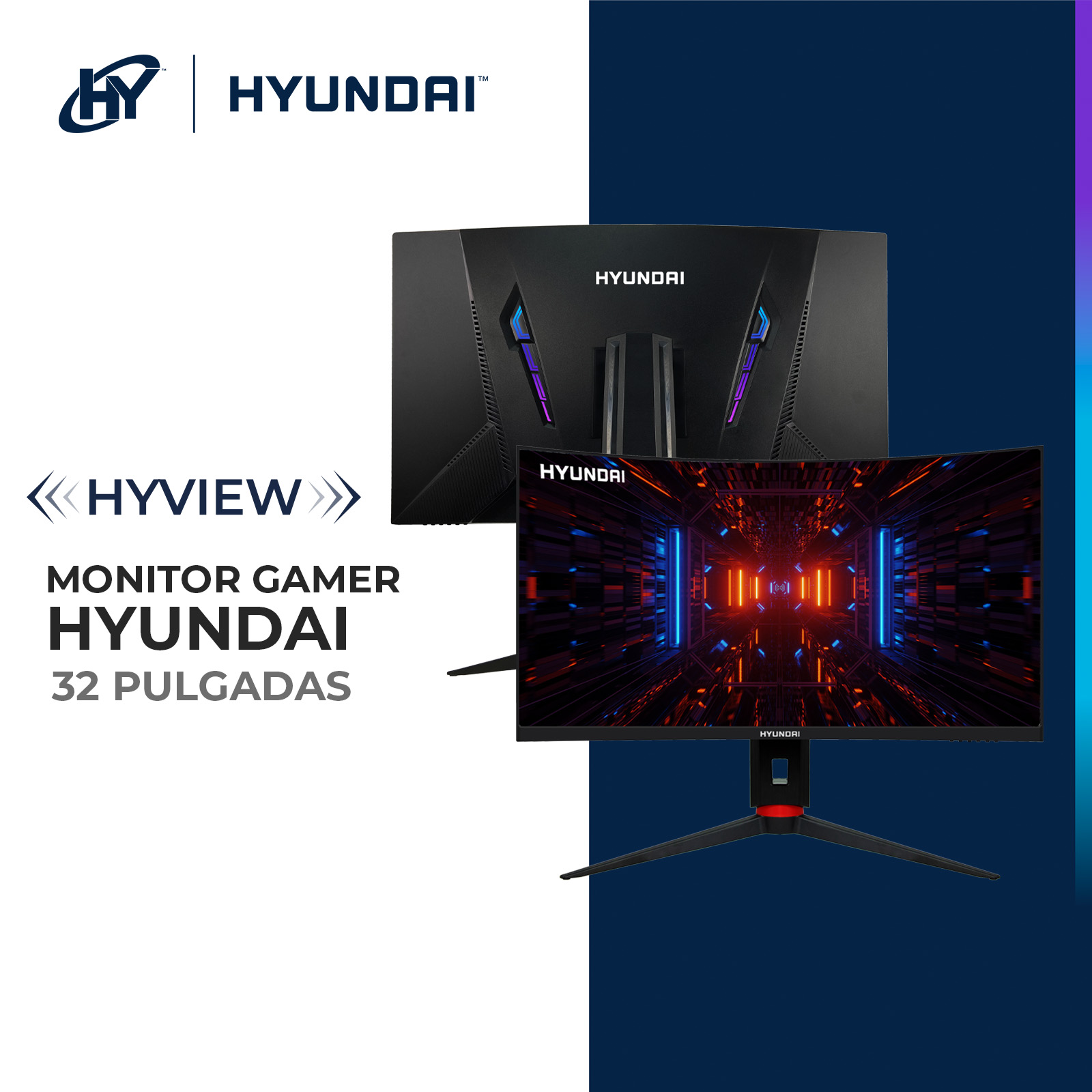 Foto 2 | Monitor Curvado De Gaming Hyundai Hy View 32'', R1000, Ips 2560x1440p, 200hz, 1ms (mprt), Gtg 4ms, Od 4ms