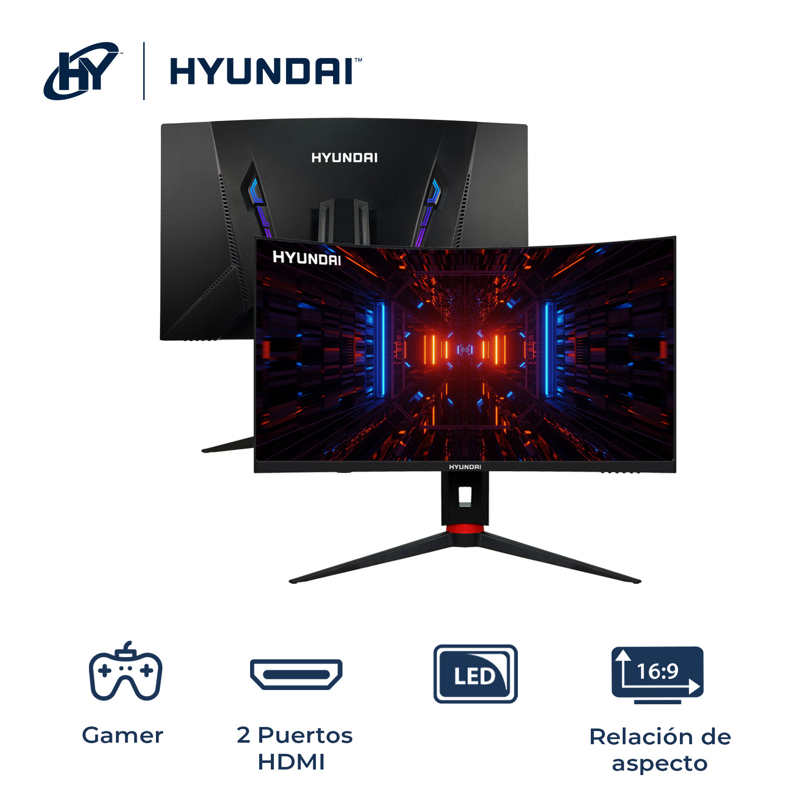 Foto 3 | Monitor Curvado De Gaming Hyundai Hy View 32'', R1000, Ips 2560x1440p, 200hz, 1ms (mprt), Gtg 4ms, Od 4ms