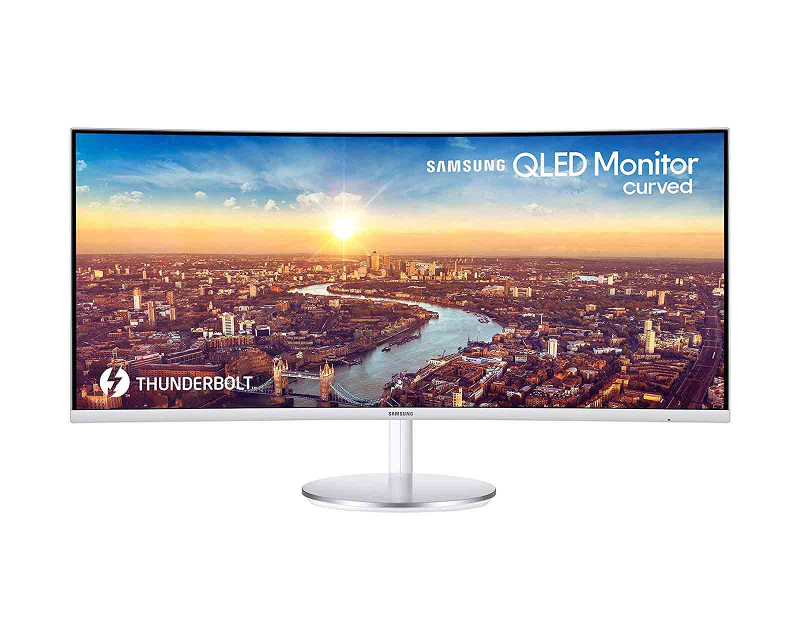 Foto 2 pulgar | Monitor Samsung LC34J791WTLXZX color Blanco Curvo 34'' 4MS 100hz Qled HDMI DP con Bocinas