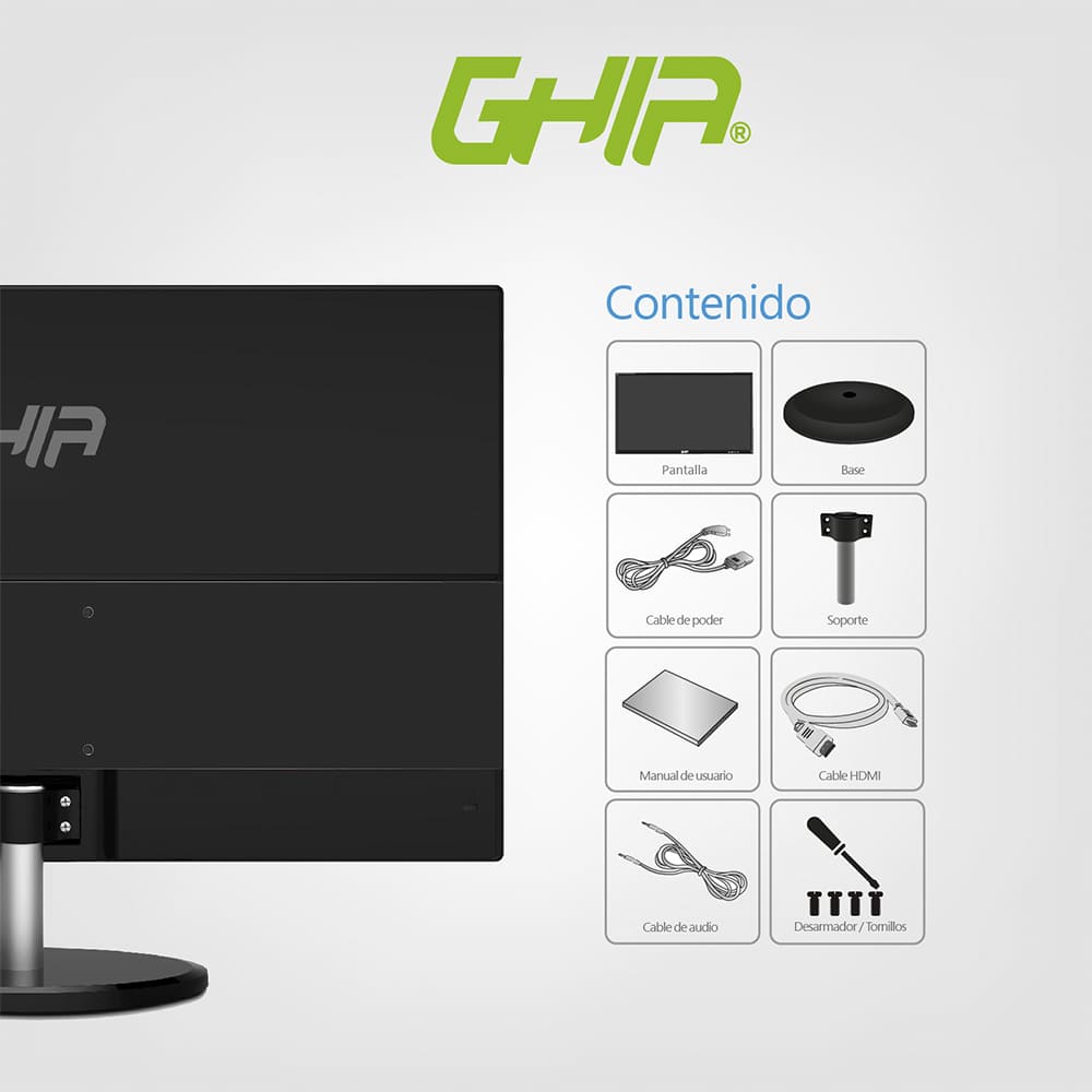 Foto 8 pulgar | Monitor Ghia Mnlg-23 Led 19.5 Pulgadas 1366x768 Vga/hdmi color Negro