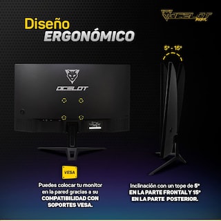 Foto 6 | Monitor LED Curvo de 23.8'' Ocelot Gaming color Negro OM-E24C Full HD 75 HZ 5 MS HDMI/VGA
