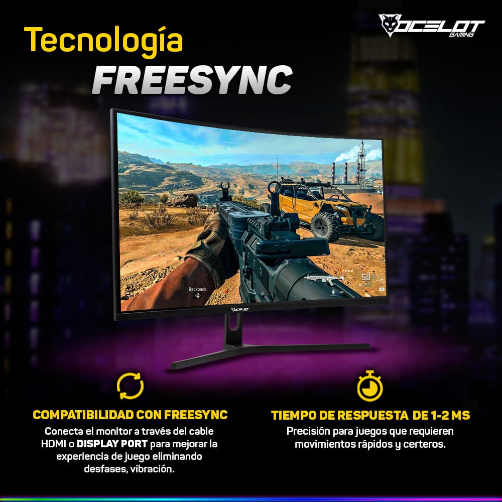 Foto 5 pulgar | Monitor LED Curvo de 27'' Ocelot Gaming OM-C27 Full HD 240 HZ 2 MS HDMI/Displayport