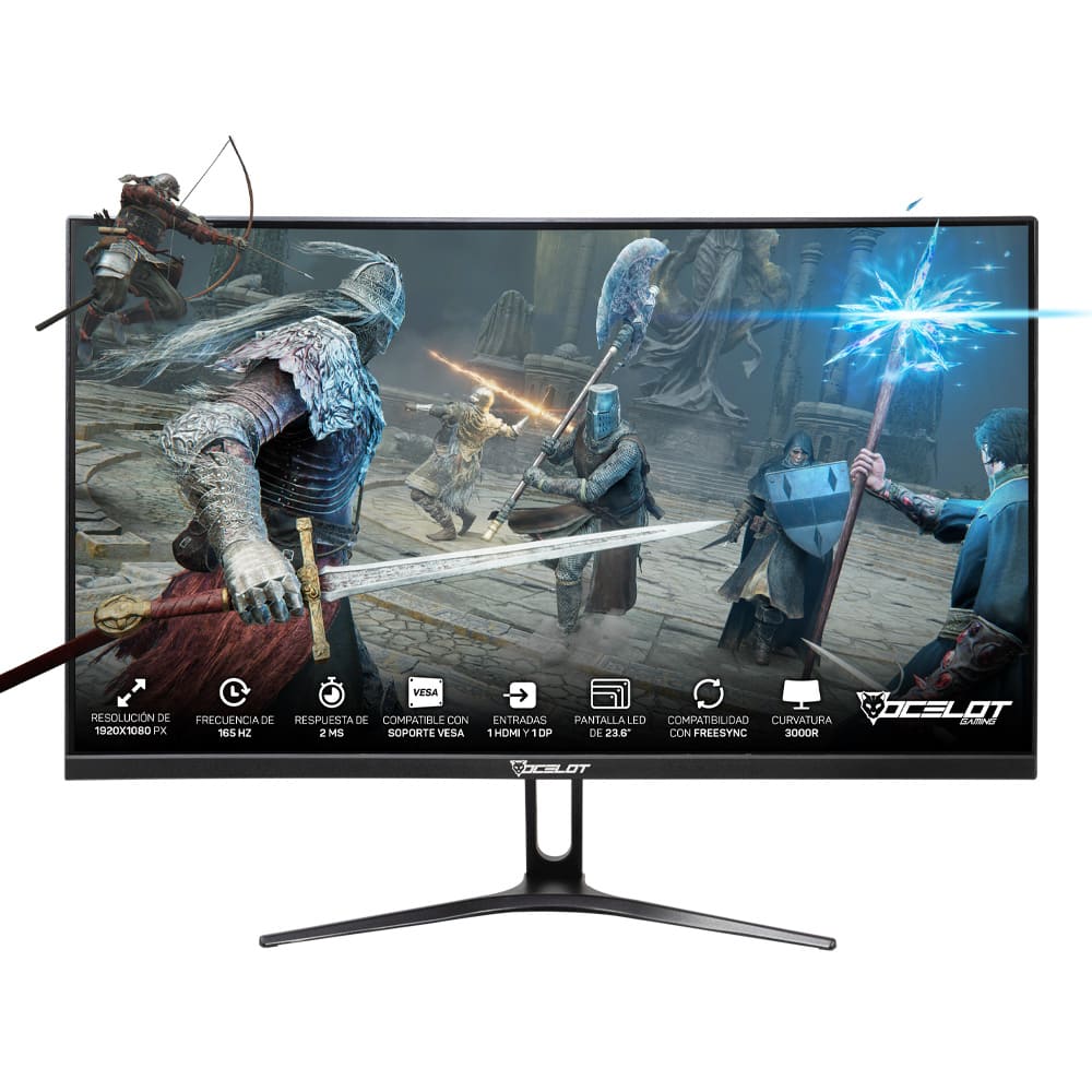 Foto 2 pulgar | Monitor LED Curvo de 24'' Ocelot Gaming Om-c24 Full HD 165 Hz 1 MS HDMI Displayport Negro