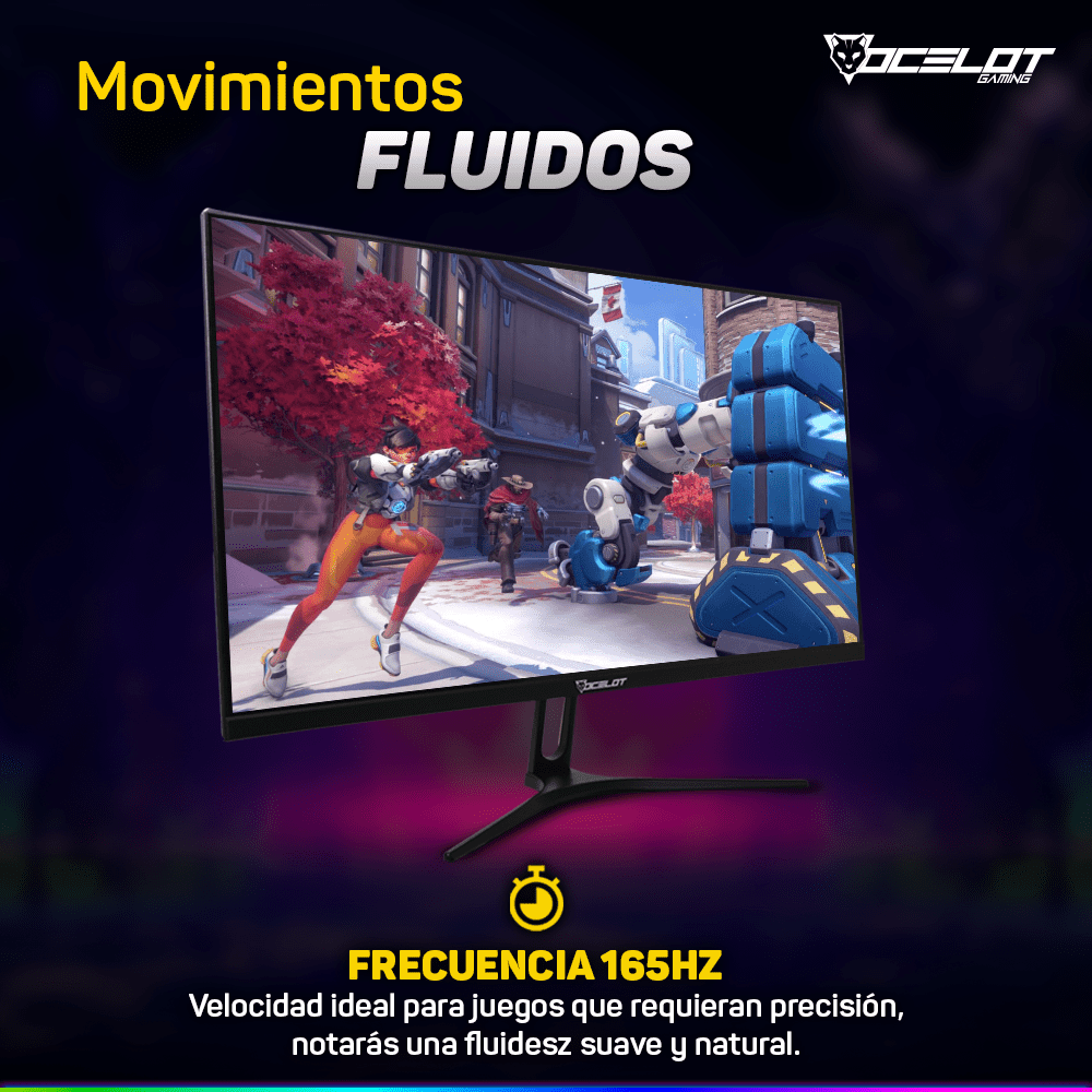 Foto 6 pulgar | Monitor LED Curvo de 24'' Ocelot Gaming Om-c24 Full HD 165 Hz 1 MS HDMI Displayport Negro