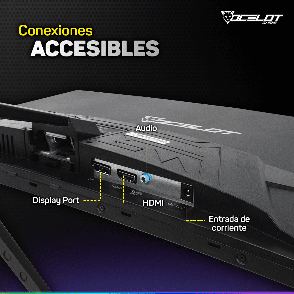 Foto 8 | Monitor LED Curvo de 24'' Ocelot Gaming Om-c24 Full HD 165 Hz 1 MS HDMI Displayport Negro