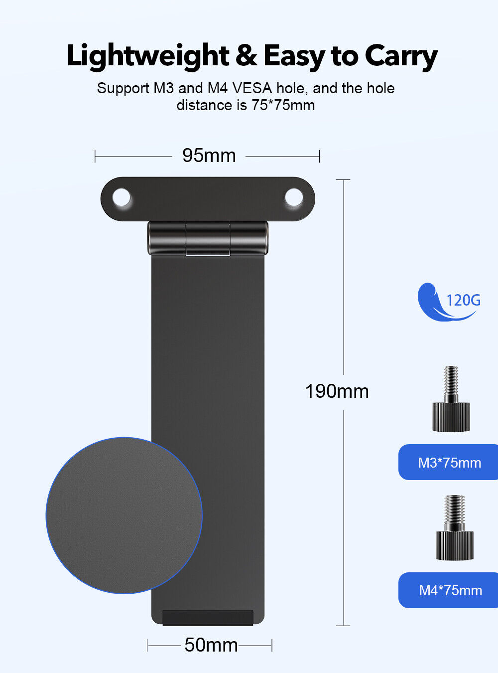 Foto 3 pulgar | Soporte De Escritorio Vesa Mount Giratorio 75 Mm - Venta Internacional