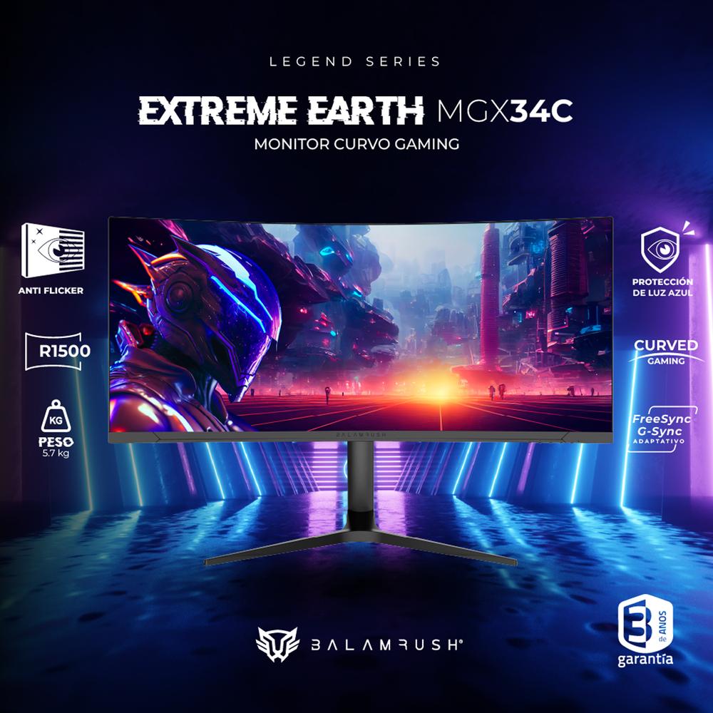 Foto 4 pulgar | Monitor Gamer Curvo 34 Balam Rush Extreme Earth MGX34C 1Ms 144Hz WQHD VA LED RGB HDMI BR-938655