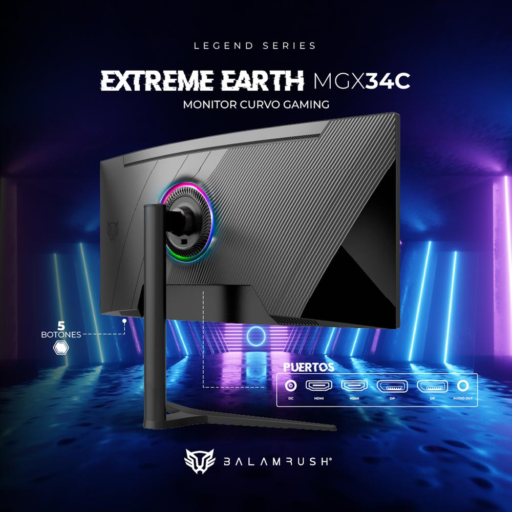 Foto 5 pulgar | Monitor Gamer Curvo 34 Balam Rush Extreme Earth MGX34C 1Ms 144Hz WQHD VA LED RGB HDMI BR-938655