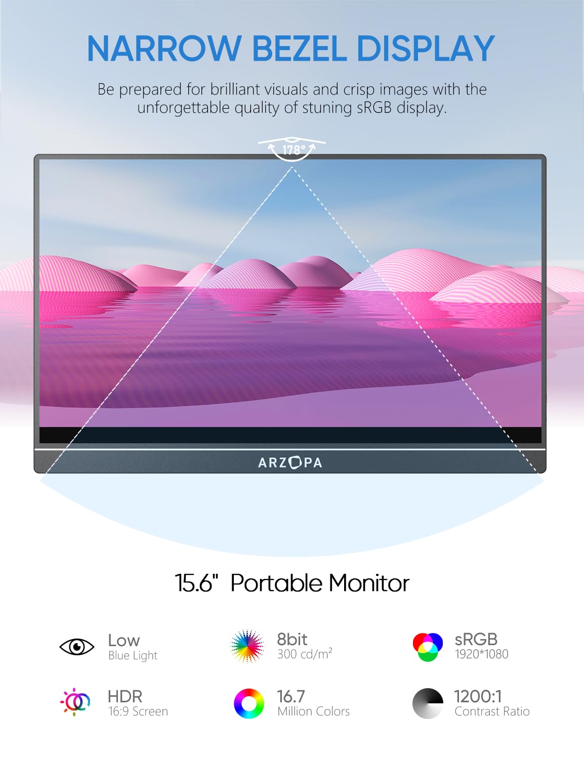 Foto 4 pulgar | Monitor Portátil Arzopa A1 15.6 Pulgadas Fhd 1080p Ips Usb C/hdmi - Venta Internacional.