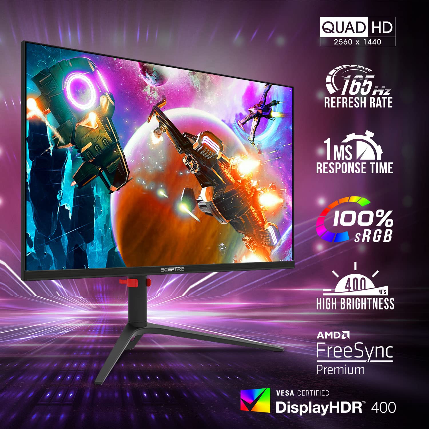 Foto 3 pulgar | Monitor para Videojuegos Sceptre E275b-QPD168 27'' 2K QHD 165 Hz 1 Ms HDR400 - Venta Internacional