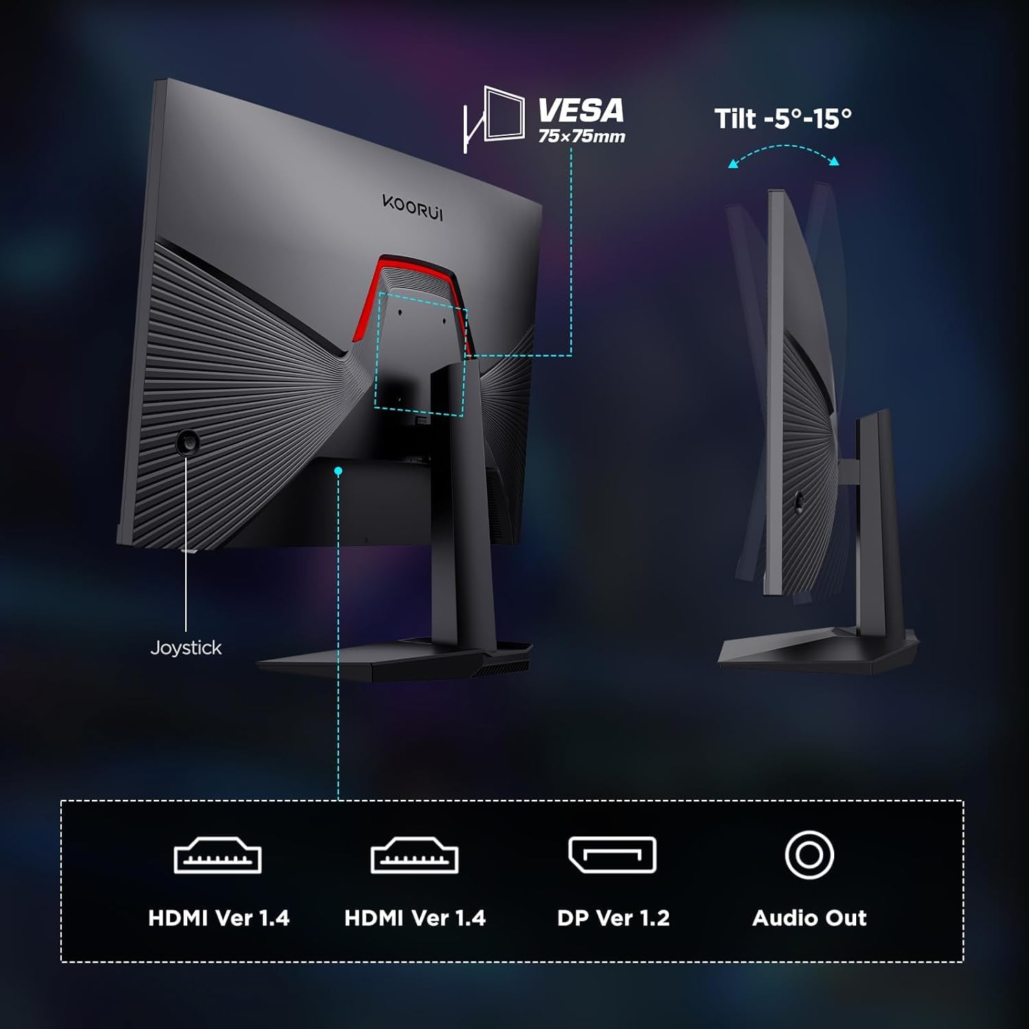 Foto 6 | Monitor Koorui 24.5 Pulgadas Fhd 1920 X 1080p 170 Hz 1 Ms Negro 25e3a - Venta Internacional