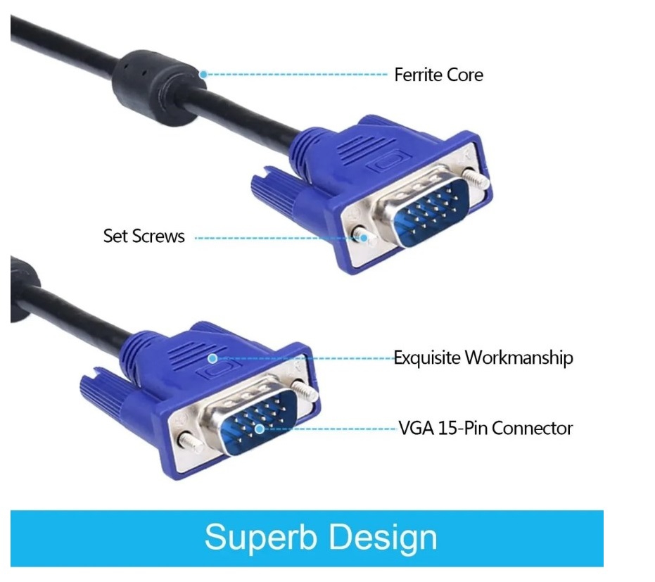 Foto 4 pulgar | Cable Vga Promotodo de 1,5 M Macho A Macho 1080p para Monitor de Pc - Venta Internacional