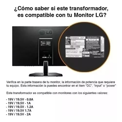 Foto 7 pulgar | Adaptador de Corriente Lg Monitor 19v 2.53a 48w 65x44 Mm Enchufe Ue - Venta Internacional