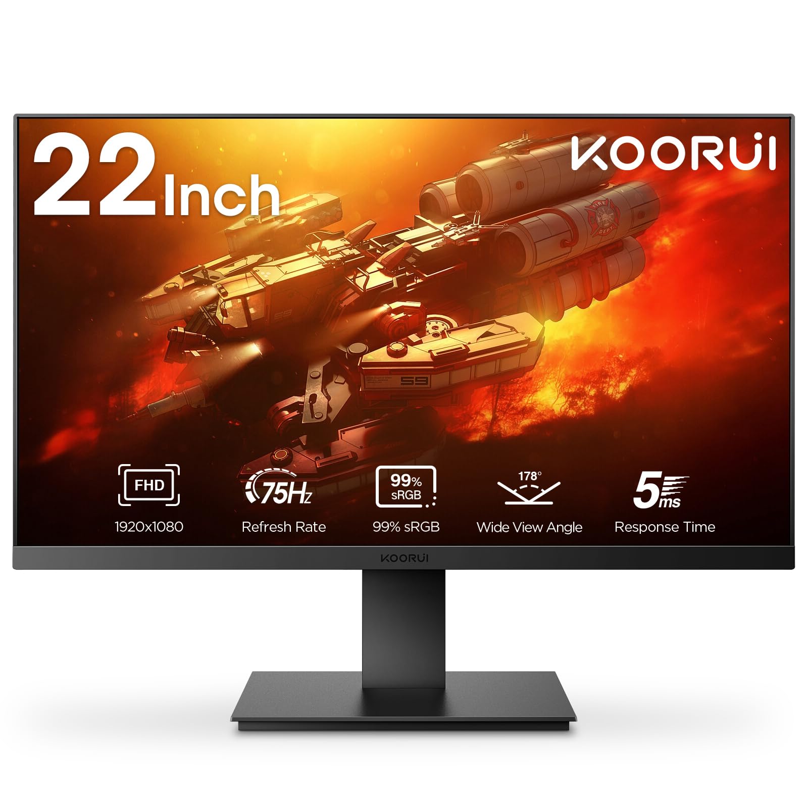 Foto 2 pulgar | Monitor de PC Koorui de 22 " 1080p Full HD 75 Hz Hdmi VGA 99% Srgb - Venta Internacional