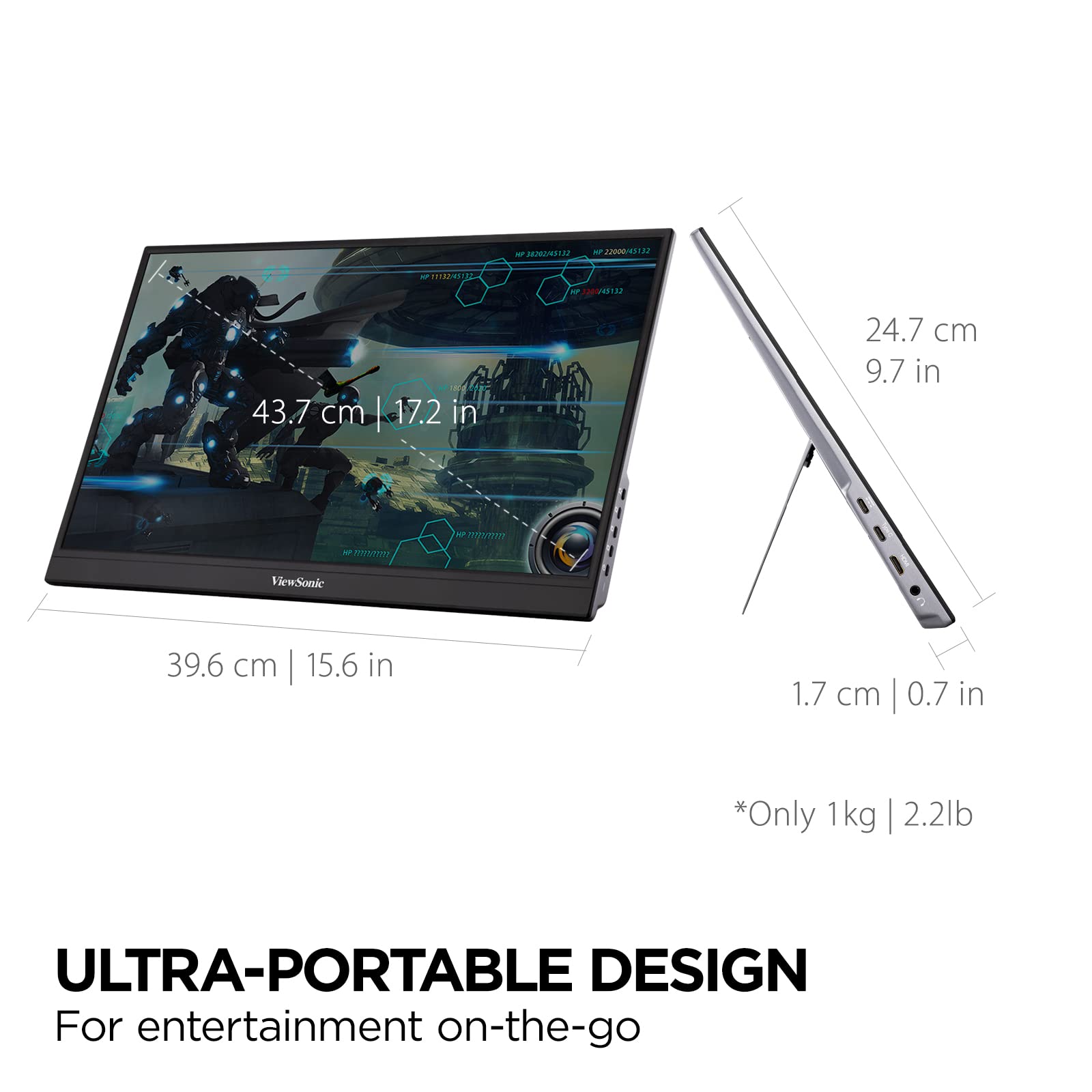 Foto 7 pulgar | Monitor Portátil para Juegos Viewsonic Vx1755 17'' 1080p Ips - Venta Internacional
