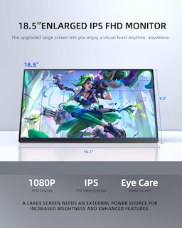 Foto 2 | Monitor Portátil Uperfect 18.5 Pulgadas 120 Hz 100% Srgb 1080p - Venta Internacional