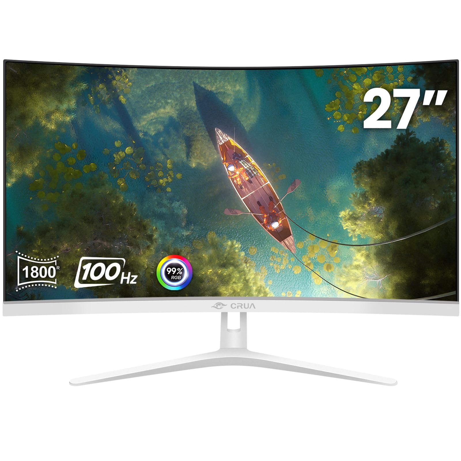 Monitor Crua De 27 Pulgadas, Blanco Curvo, Full Hd, 100 Hz, 99% Srgb - Venta Internacional.