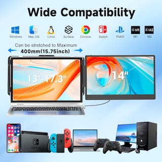 Foto 4 | Extensor de Pantalla para Portátil Kefeya 14 Pulgadas 1080p Fhd Ips - Venta Internacional