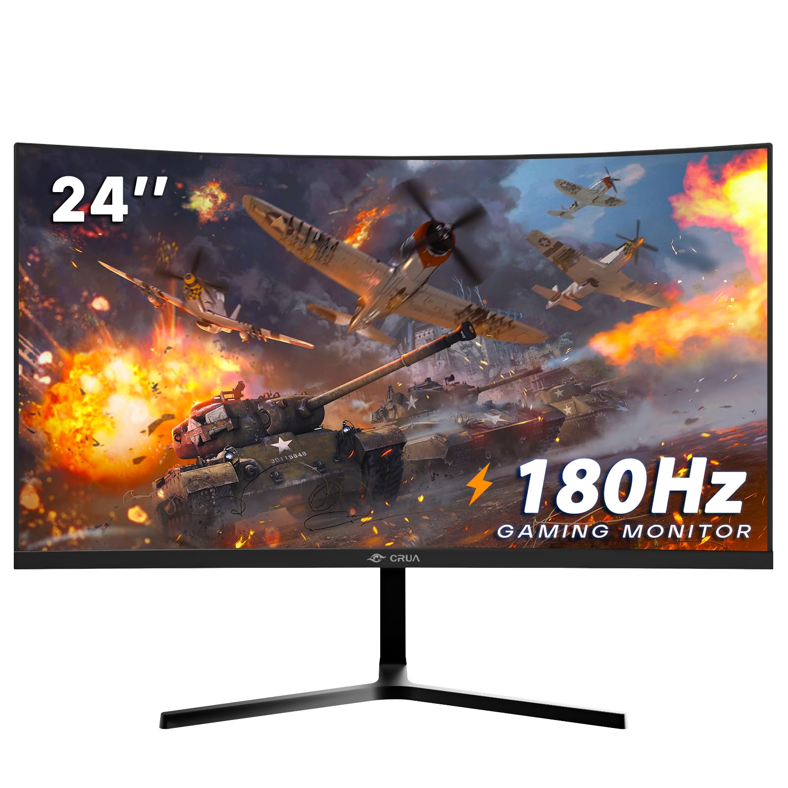 Monitor Crua De 24 Pulgadas, 144 Hz/180 Hz, Curvo, Fhd 1080p Para Juegos - Venta Internacional.