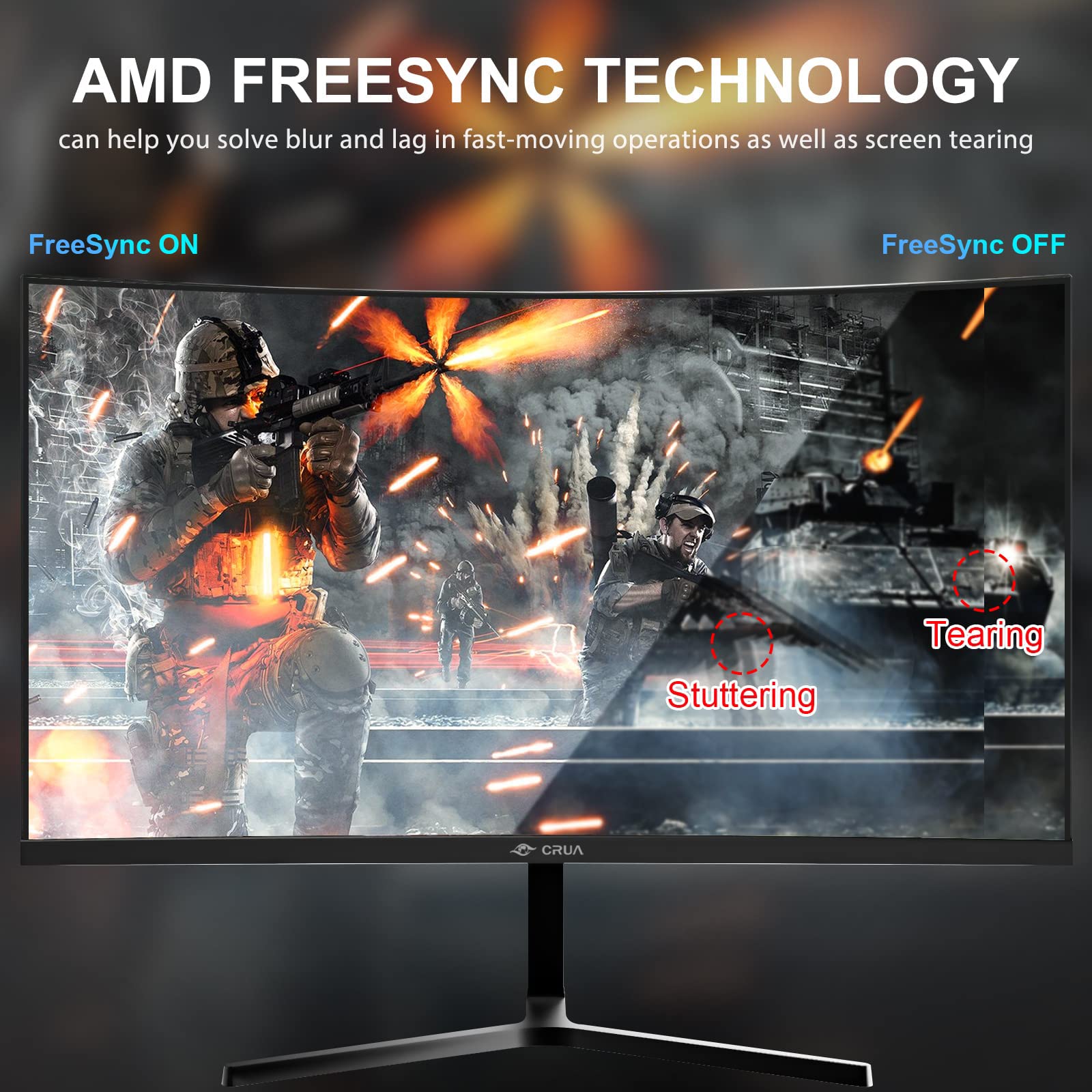 Foto 4 pulgar | Monitor Crua De 24 Pulgadas, 144 Hz/180 Hz, Curvo, Fhd 1080p Para Juegos - Venta Internacional.