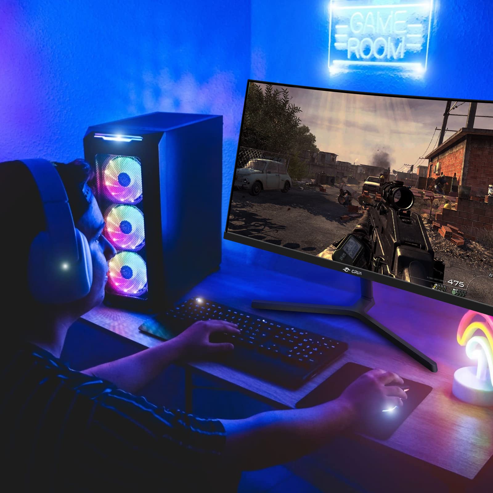 Foto 8 pulgar | Monitor Crua De 24 Pulgadas, 144 Hz/180 Hz, Curvo, Fhd 1080p Para Juegos - Venta Internacional.