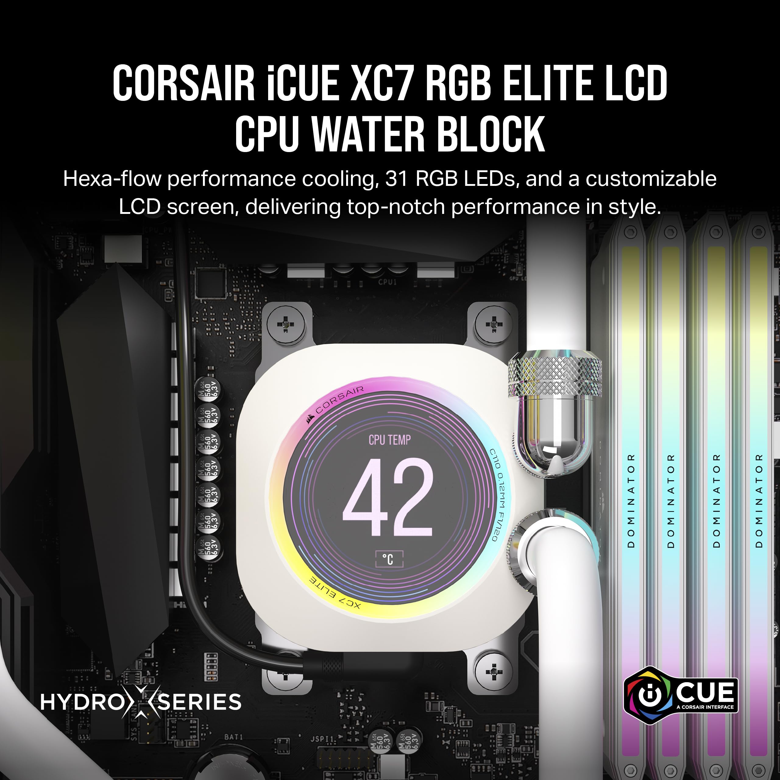 Foto 3 pulgar | Bloque de Agua para Cpu Corsair Xc7 Rgb Elite Lcd 480 x 480 Ips Blanco - Venta Internacional