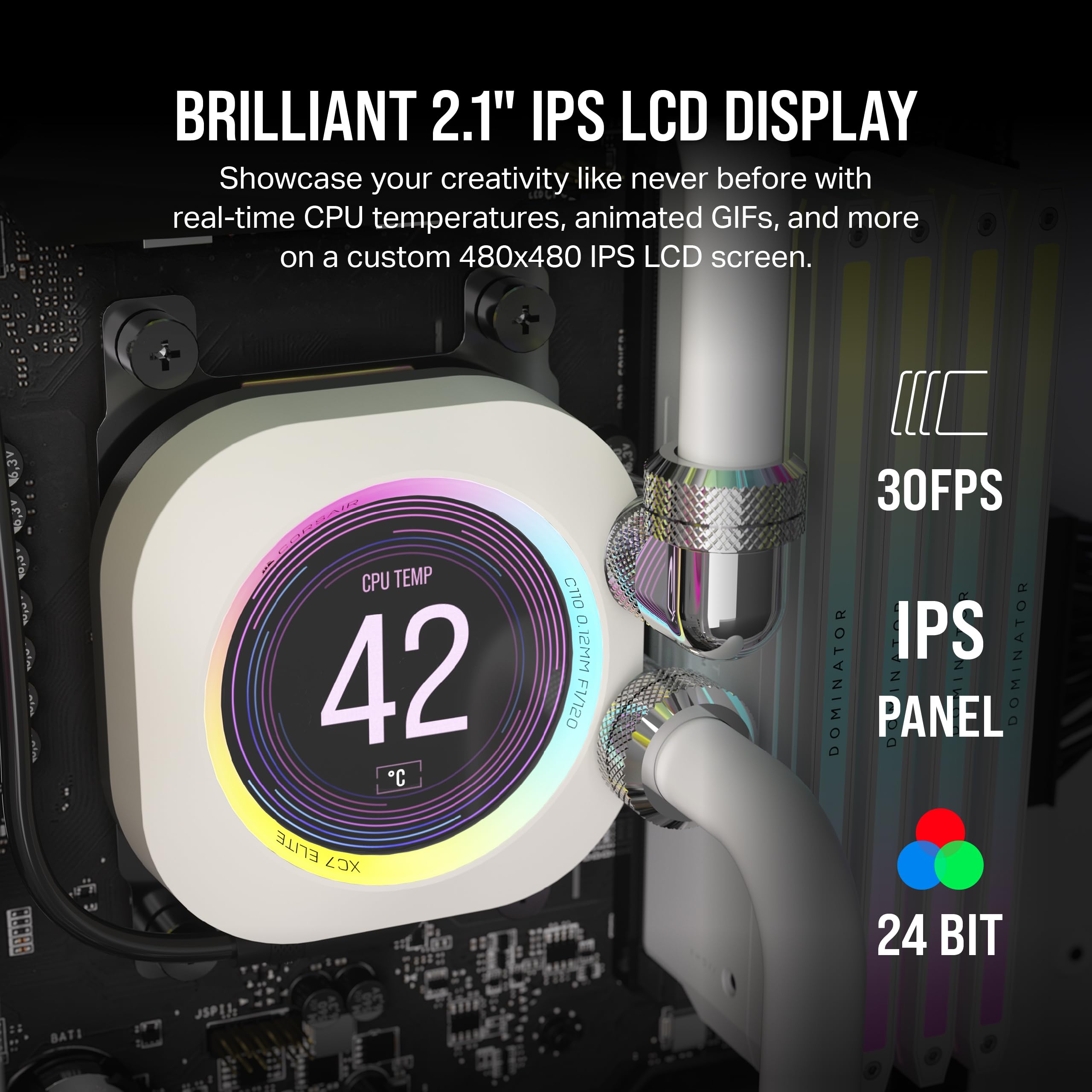 Foto 6 pulgar | Bloque de Agua para Cpu Corsair Xc7 Rgb Elite Lcd 480 x 480 Ips Blanco - Venta Internacional