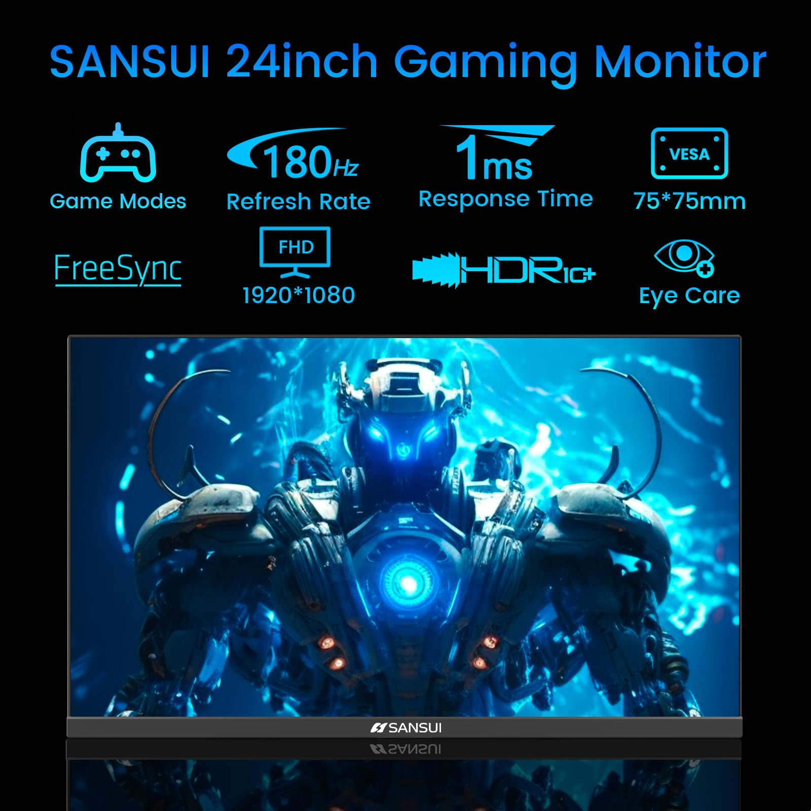 Foto 2 | Monitor Para Juegos Sansui Panel Ips De 24 Pulgadas, 180 Hz, 1 Ms, 110% Srgb - Venta Internacional.