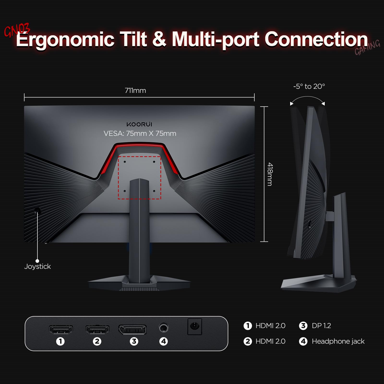 Foto 8 pulgar | Monitor Para Juegos Koorui Pantalla Wqhd Va De 27 Pulgadas, 165 Hz Y 1440p - Venta Internacional.