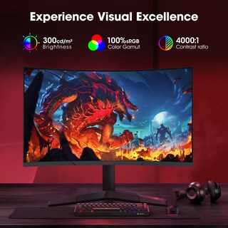 Foto 5 | Monitor para Videojuegos Koorui 27e6qca 27 Pulgadas Qhd 180 Hz Curvo con Adaptivesync - Venta Internacional