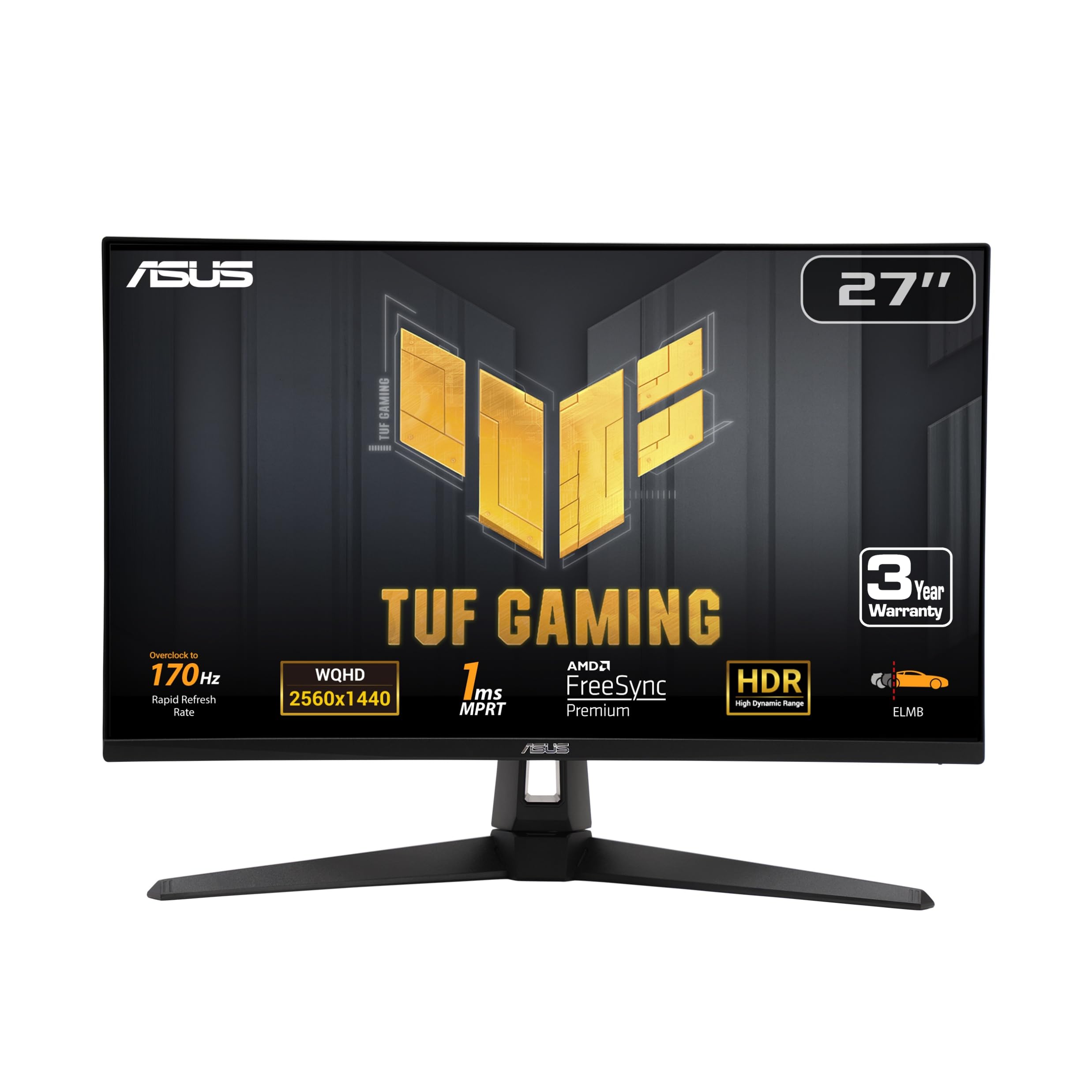 Foto 2 pulgar | Monitor Asus Tuf Gaming Vg27aqa1a Qhd De 27 Pulgadas (2560 X 1440) De 170 Hz - Venta Internacional.