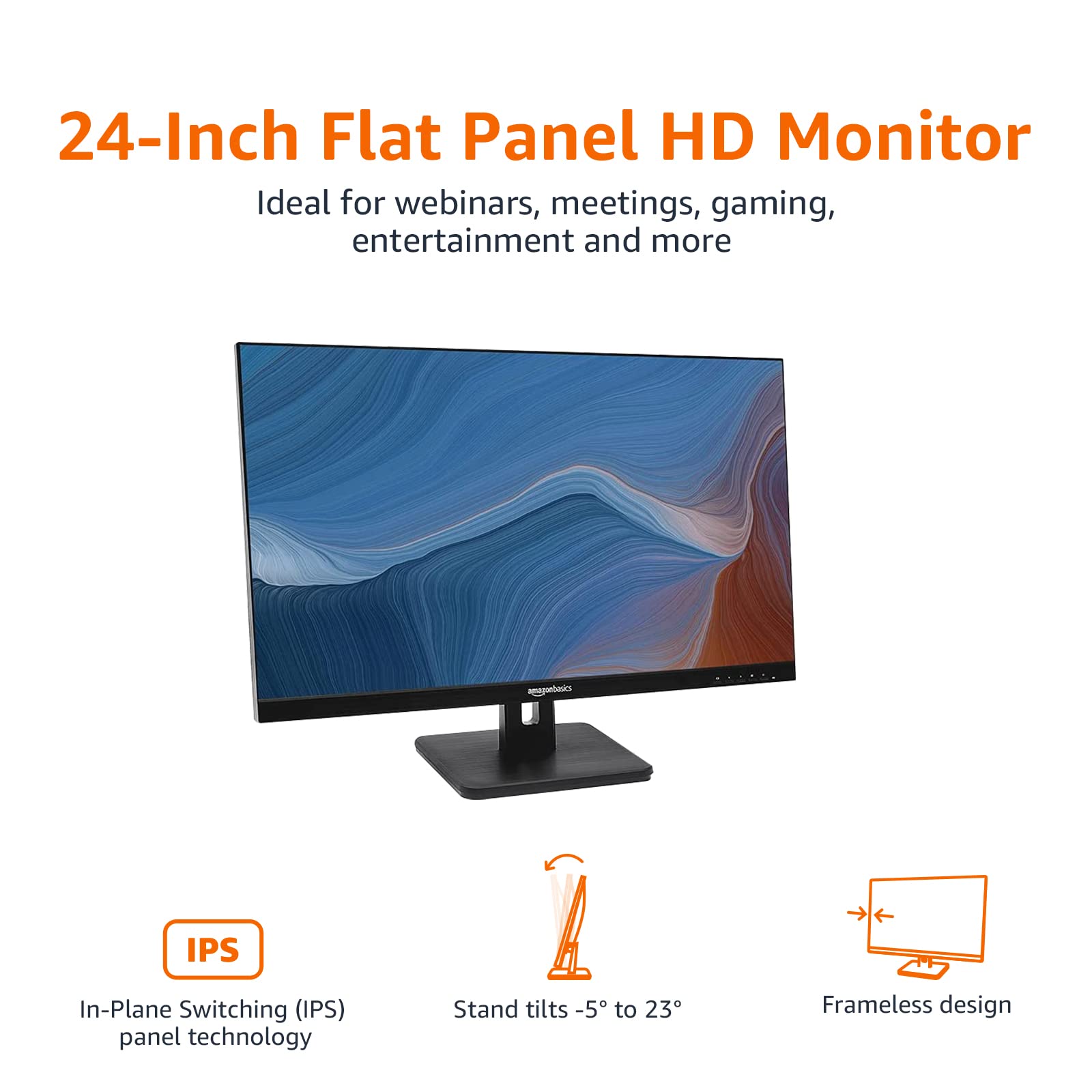 Foto 3 pulgar | Monitor Amazon Basics De 24 Pulgadas, Ips, 75 Hz, Fhd 1080p, Hdmi, Negro - Venta Internacional.