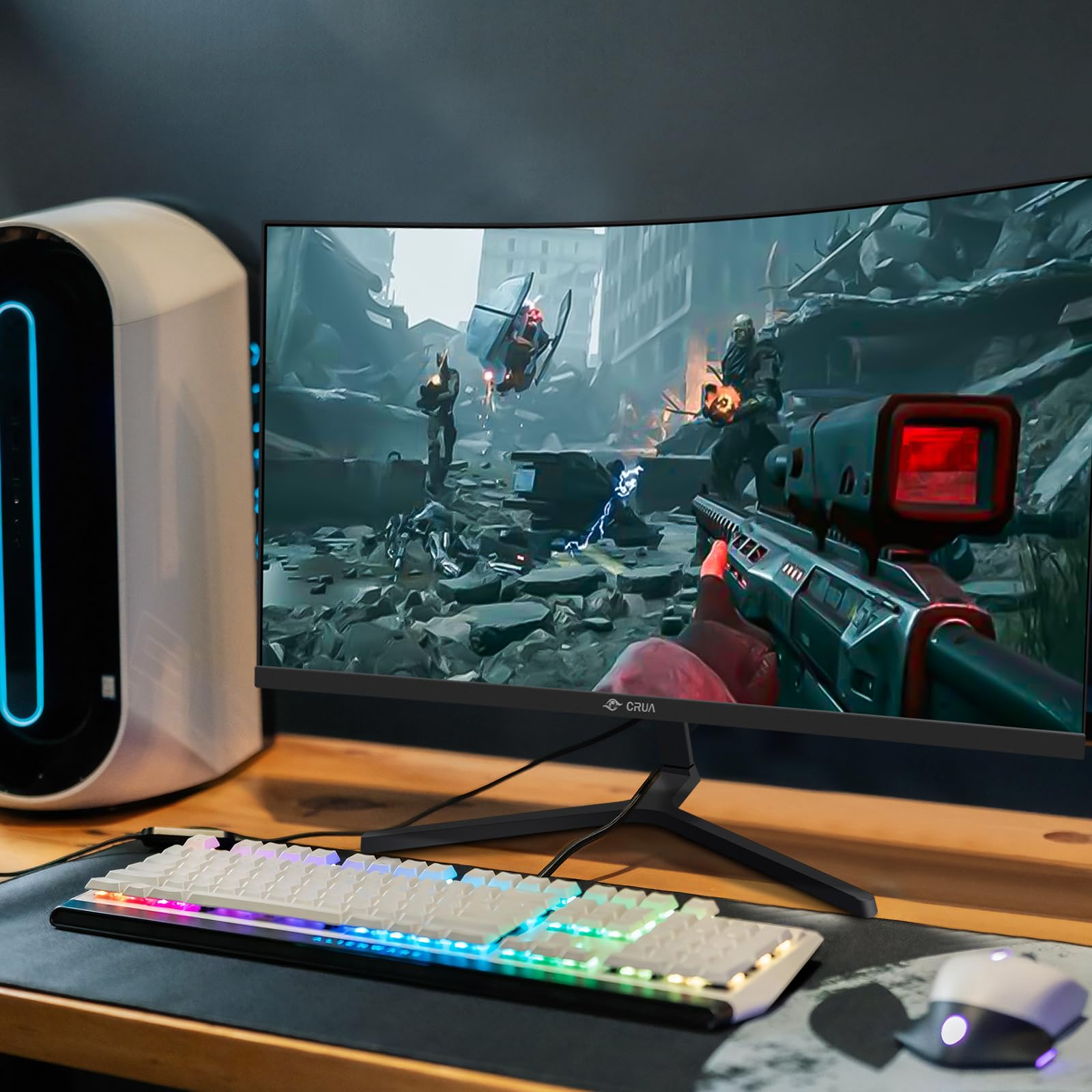 Foto 7 | Monitor Crua Curvo Gaming De 24 Pulgadas, 144 Hz, Fhd 1080p Freesync - Venta Internacional.