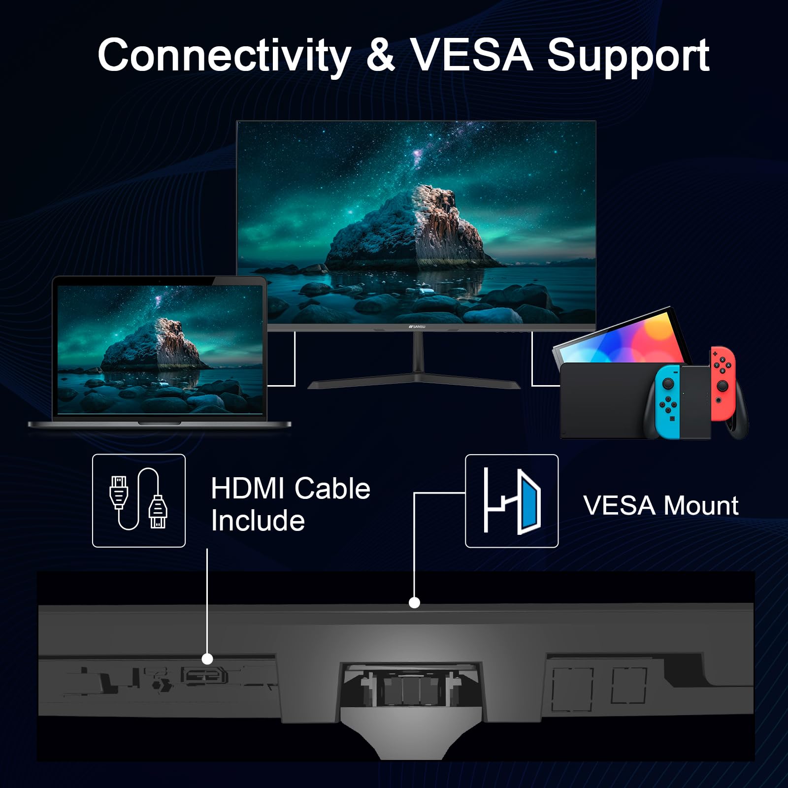 Foto 6 | Monitor Sansui Ips Display Fhd De 24 Pulgadas Y 100 Hz Con Altavoces Vesa - Venta Internacional.