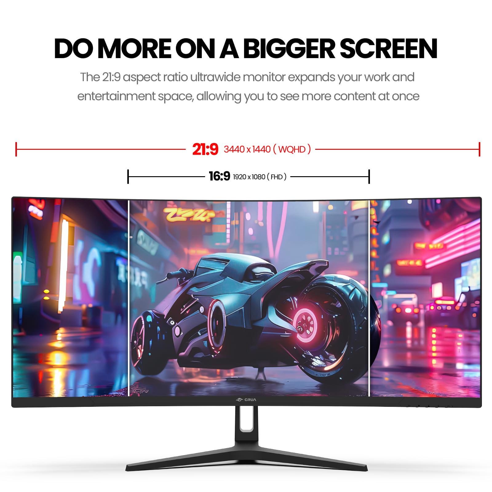 Foto 5 pulgar | Monitor Para Juegos Crua Ultrawide Wqhd De 34 Pulgadas 144 Hz/165 Hz 1500r - Venta Internacional.