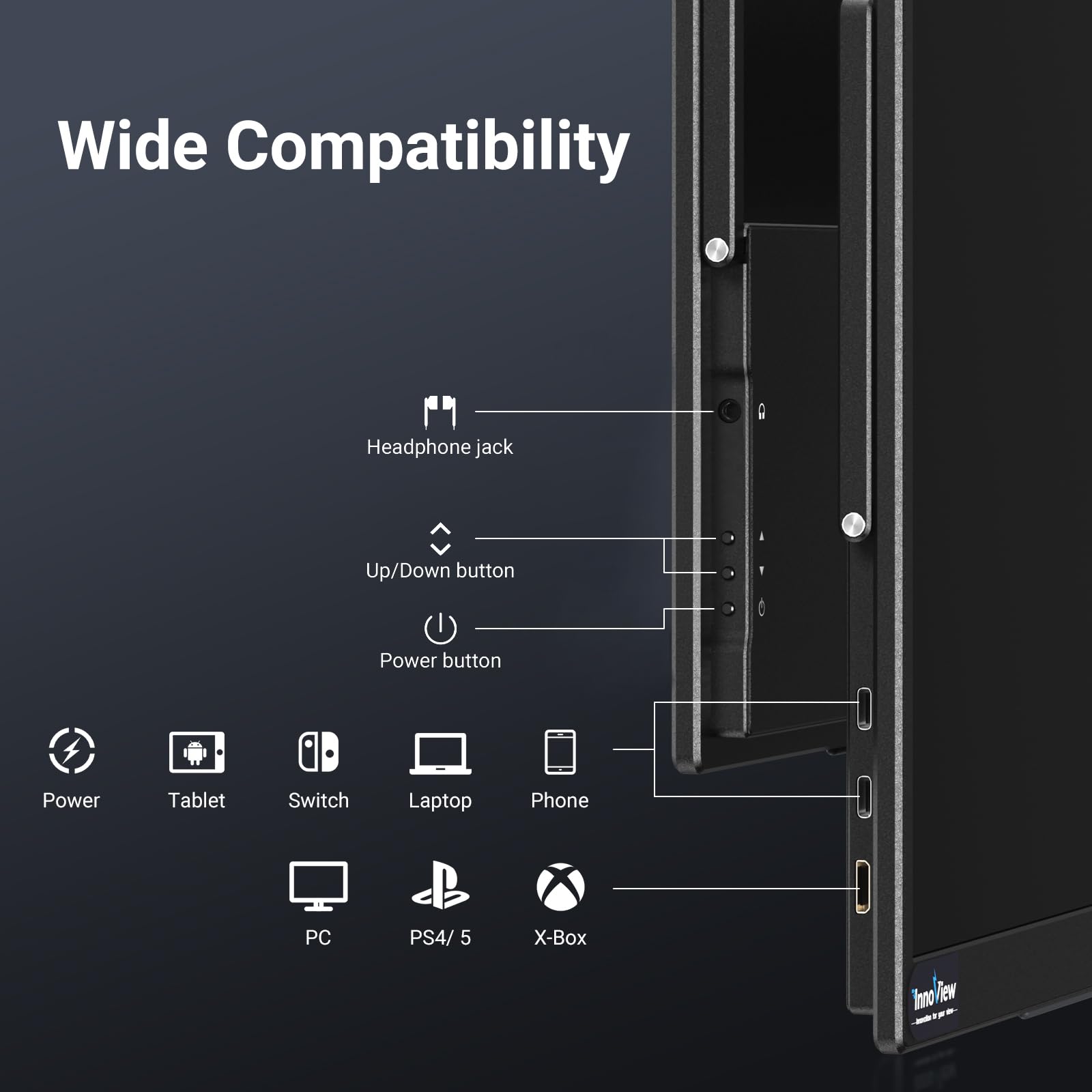 Foto 5 | Monitor Portátil Innoview De 18,5 Pulgadas, 100 Hz, 120% Srgb 1080p Fhd - Venta Internacional.