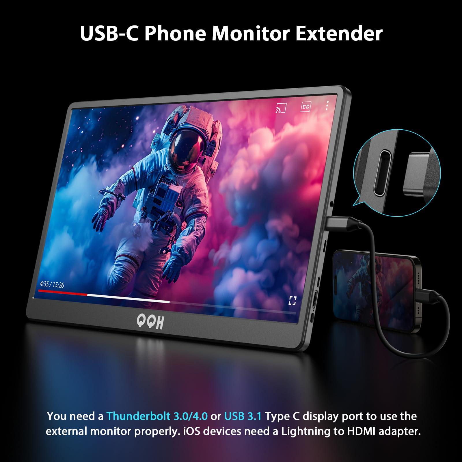 Foto 7 pulgar | Monitor Portátil Qqh 15.6 Fhd 1080p Ips Con Hdr Para Portátil - Venta Internacional.