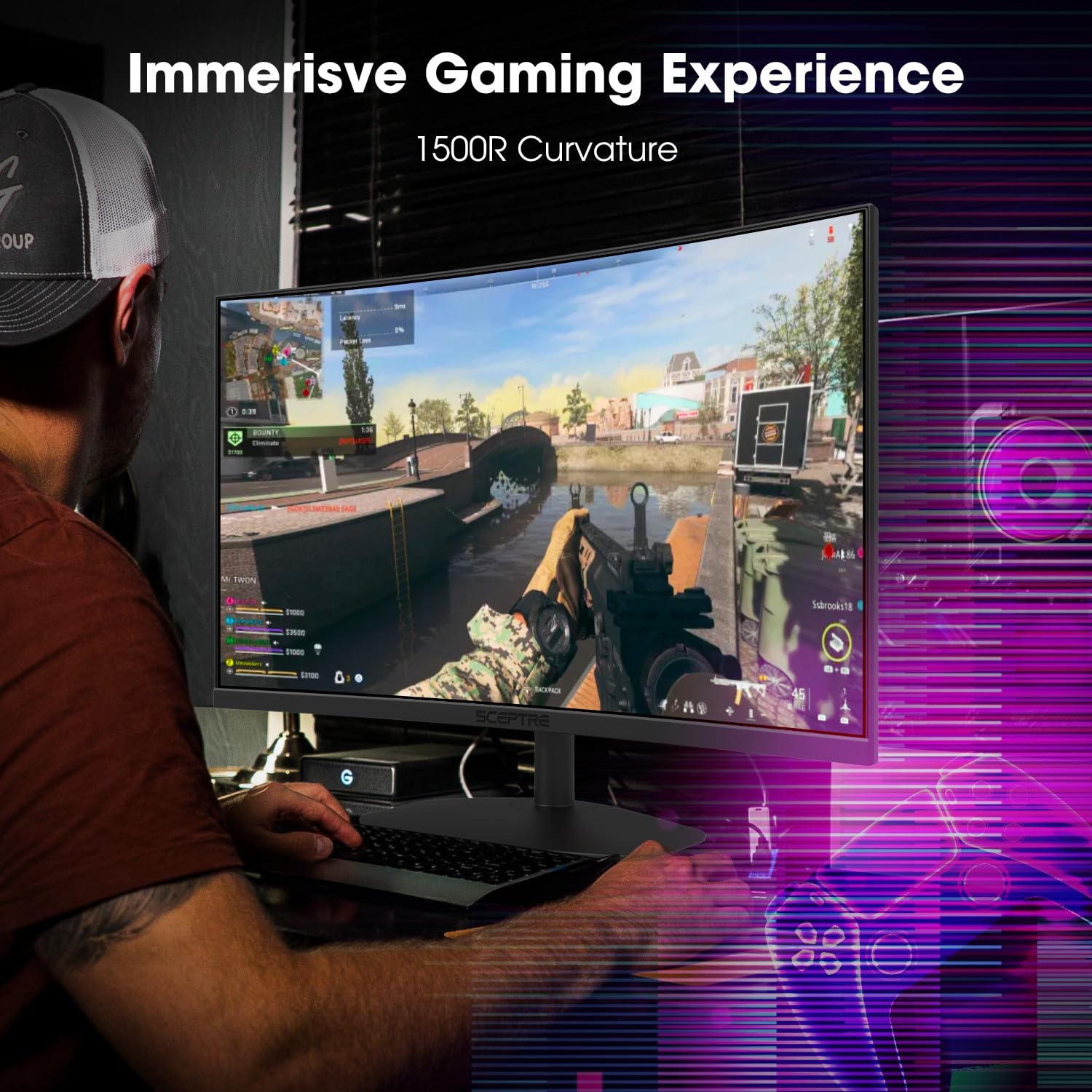 Foto 4 | Monitor Para Juegos Sceptre Curved Displayport 1500r Hdmi De 24 Pulgadas - Venta Internacional.