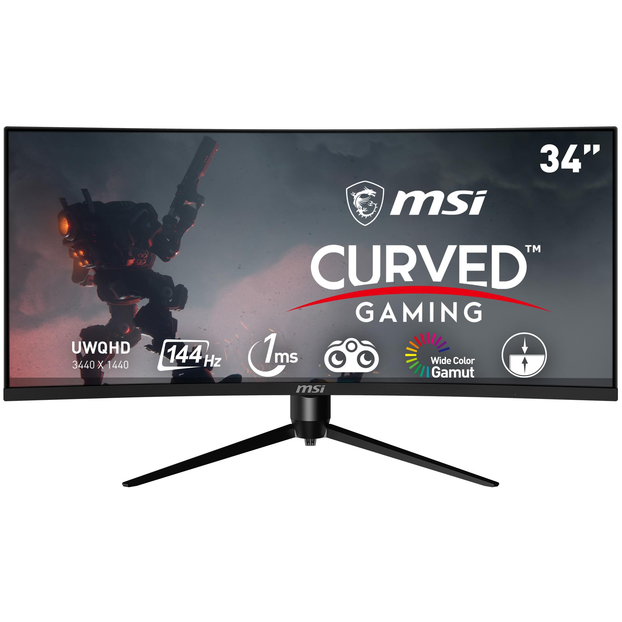 Monitor Msi Optix Mag342cqr Curvo De 34 Pulgadas, 3440 X 1440, 144 Hz - Venta Internacional.