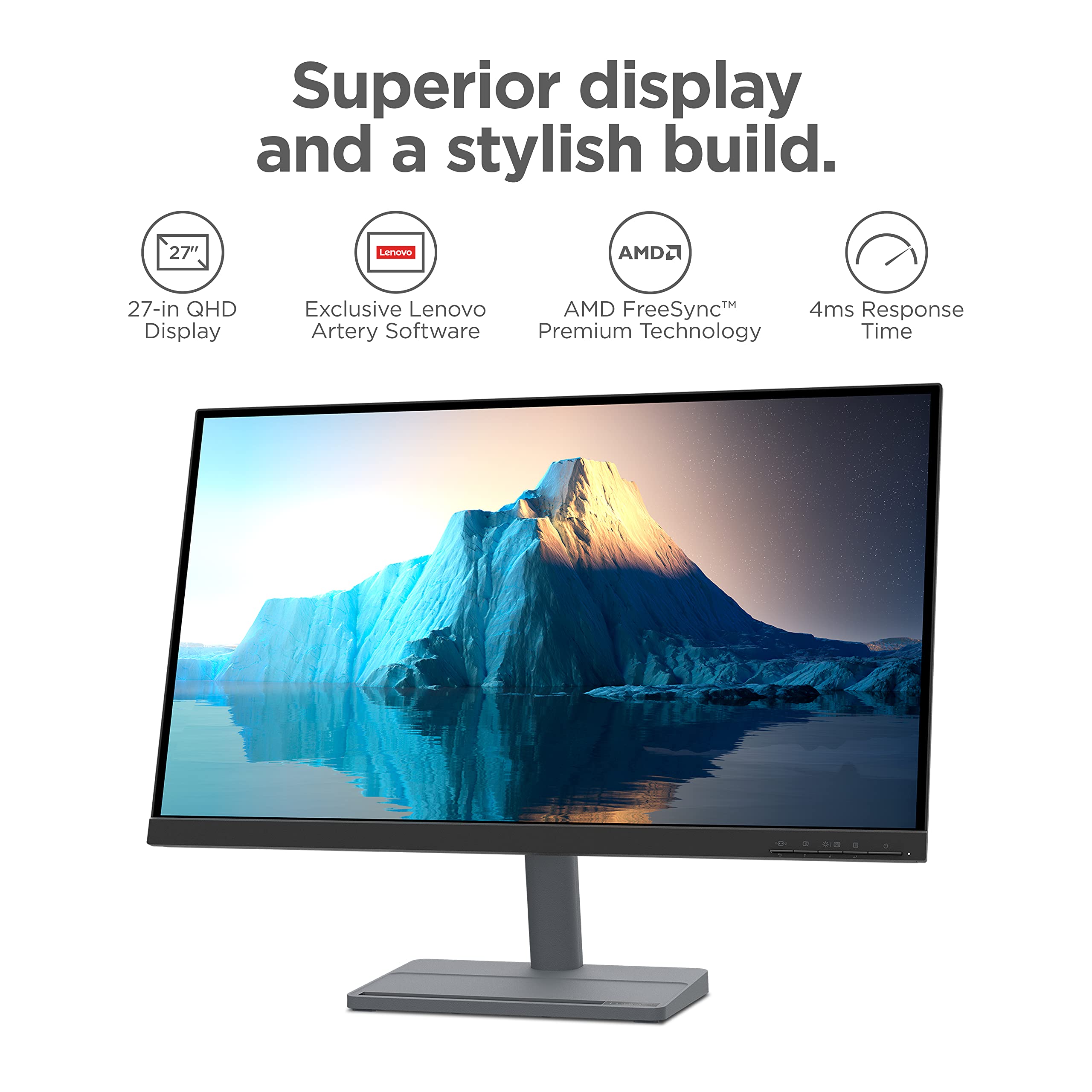 Foto 3 pulgar | Monitor Lenovo L27q-35-2022 27'' Qhd 75 Hz Amd Freesync Gris - Venta Internacional.