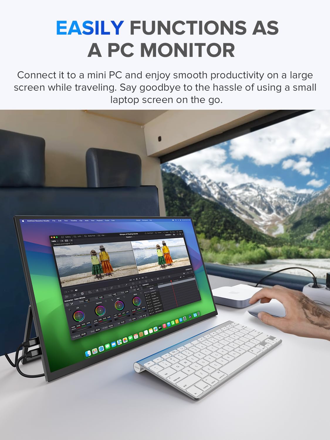 Foto 3 | Monitor Portátil Uperfect 2k de 22 Pulgadas Con Vesa Y Soporte De 180° - Venta Internacional