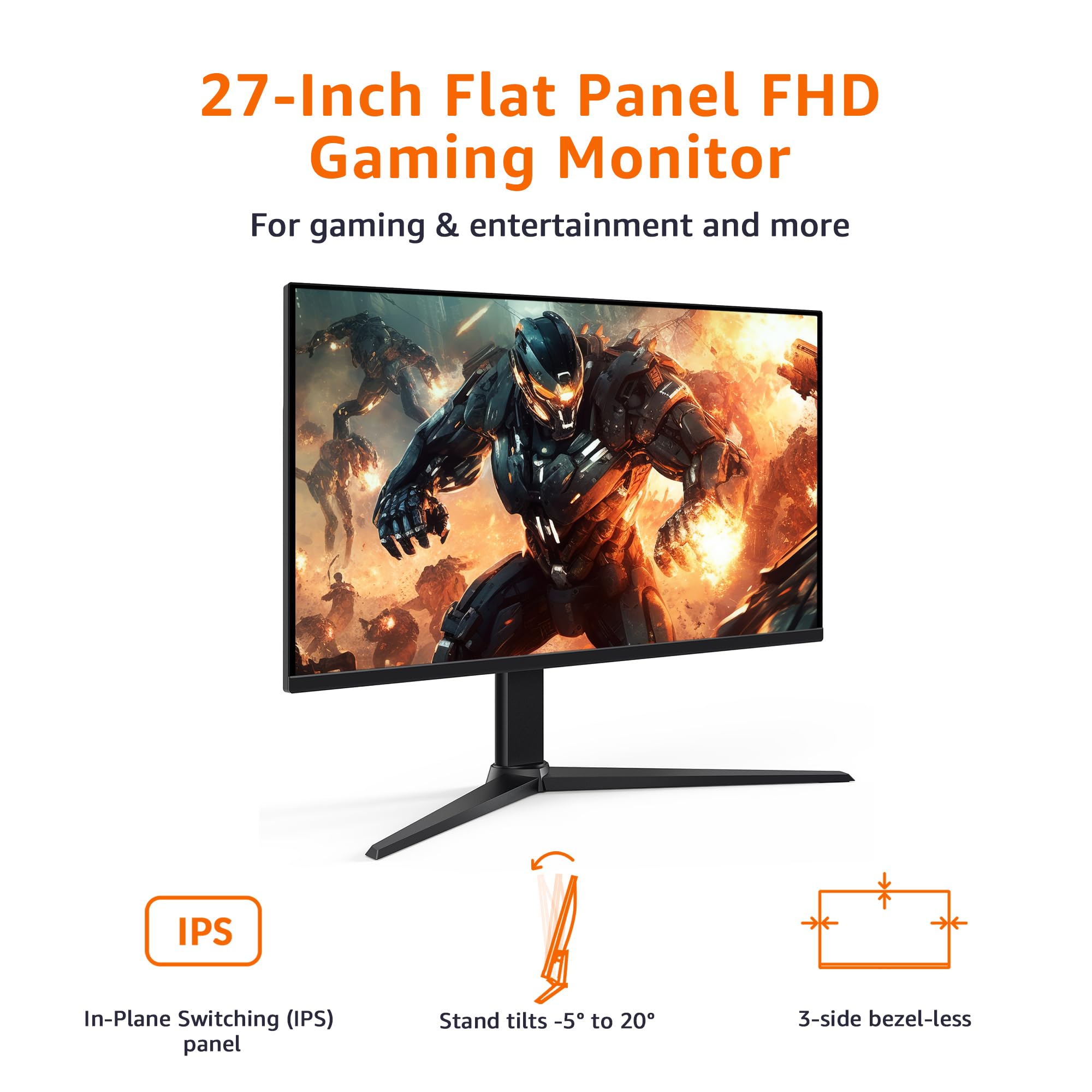 Foto 2 | Monitor Amazon Basics Gaming 27'' Fhd 1080p 165 Hz Negro - Venta Internacional.
