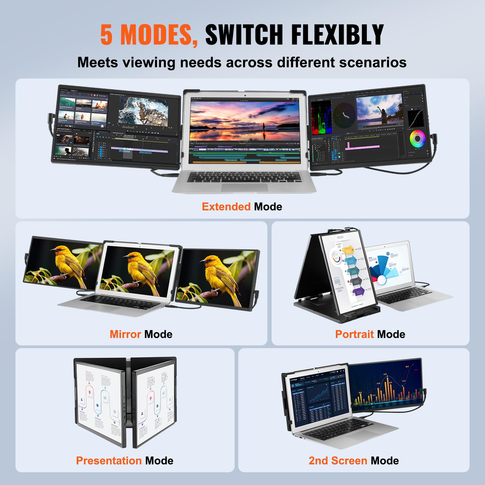 Foto 7 pulgar | Extensor De Pantalla Portátil Para Portátil Vevor 14 Pulgadas Fhd 1080p Ips - Venta Internacional.