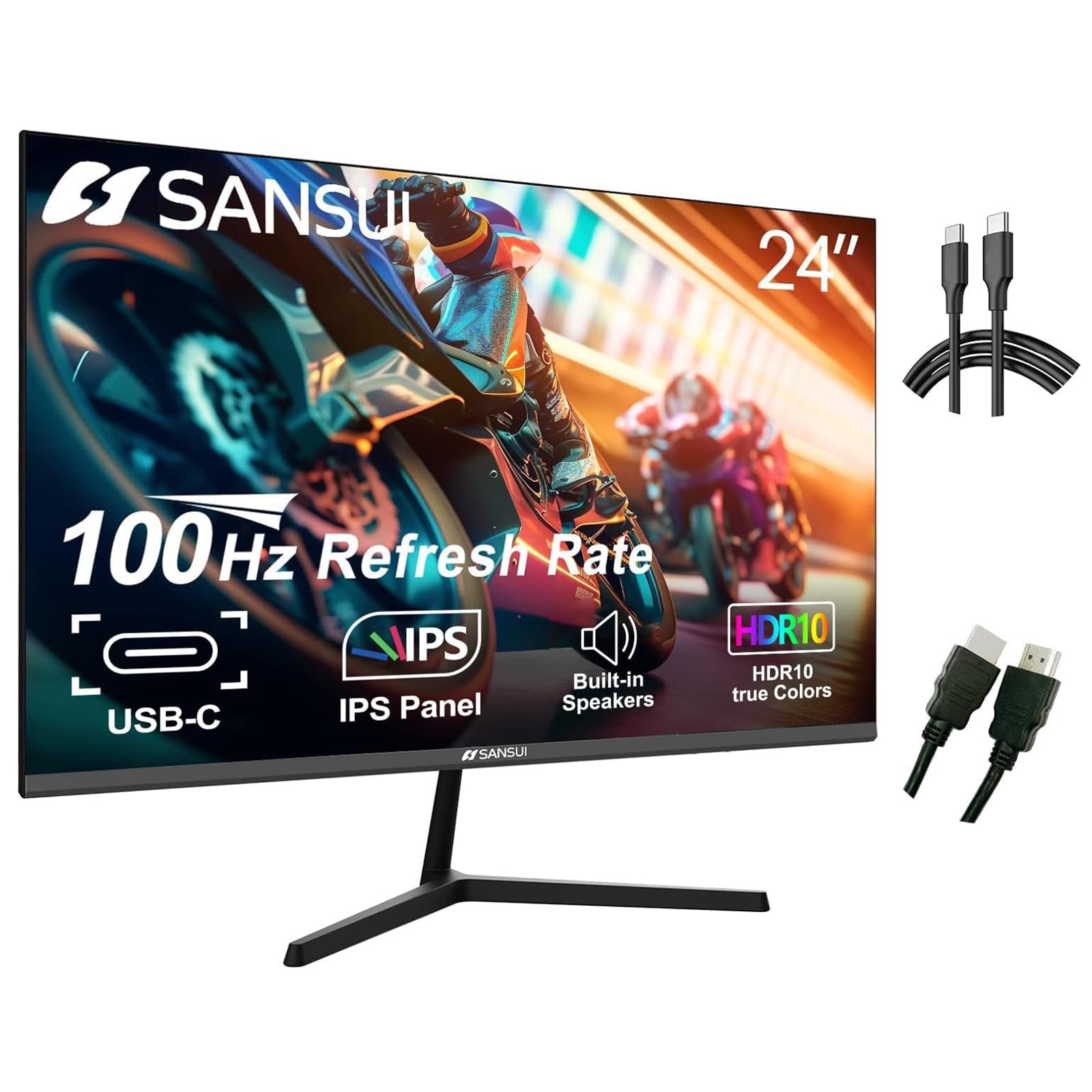 Monitor Sansui Fhd 1080p 100 Hz Usb Tipo C De 24 Pulgadas Con Altavoz - Venta Internacional
