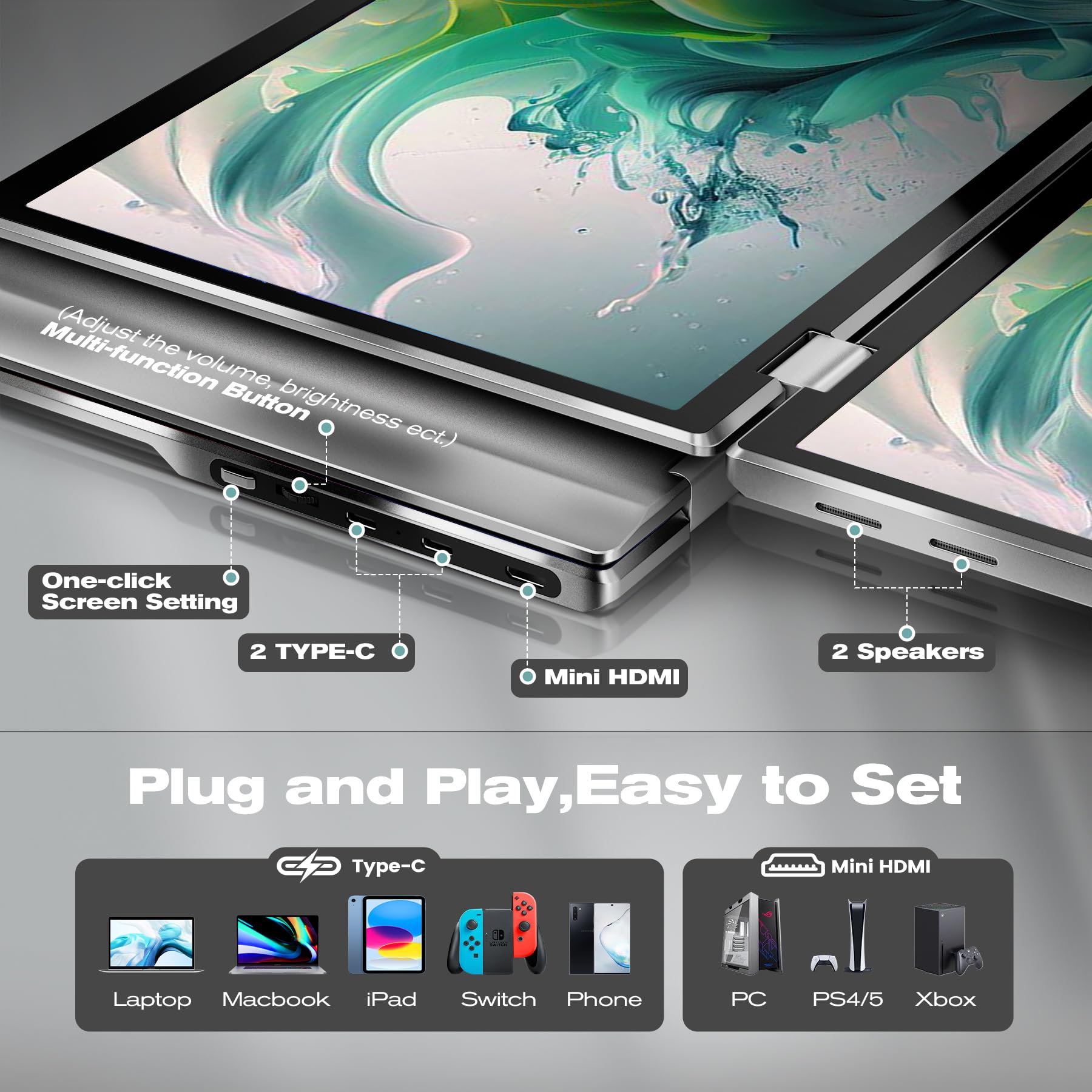 Foto 2 | Extensor De Pantalla Para Portátil Kefeya 15.6'' Full Hd Para Windows Y Mac - Venta Internacional.