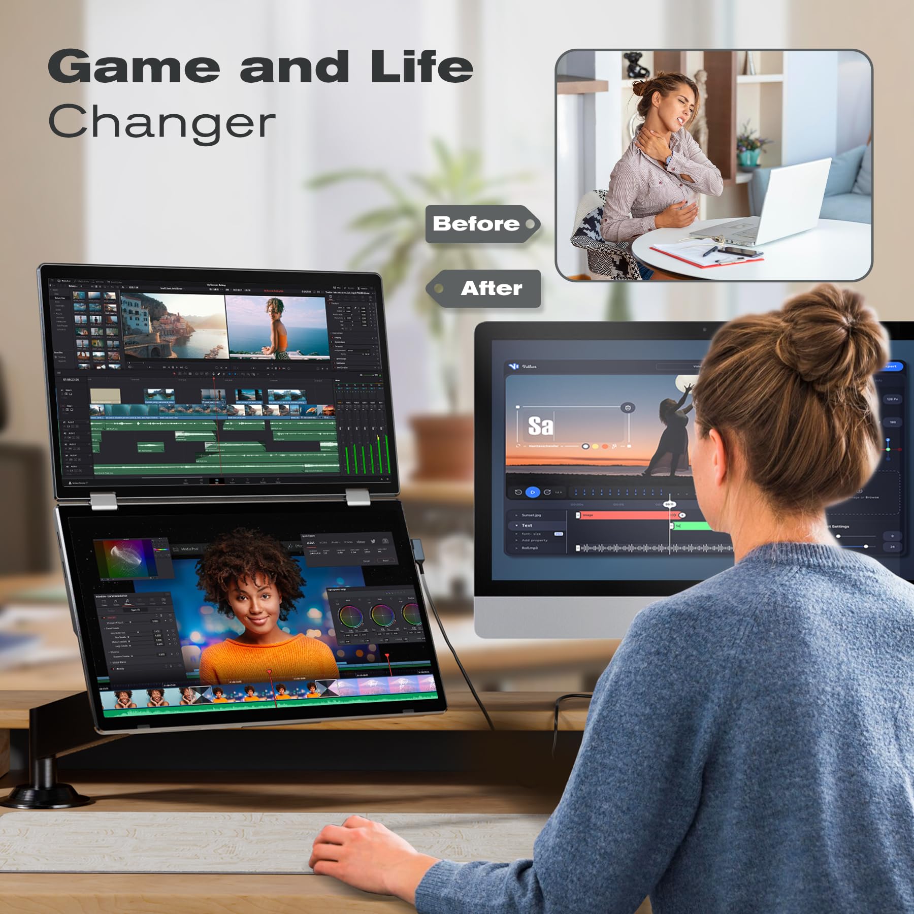 Foto 5 | Extensor De Pantalla Para Portátil Kefeya 15.6'' Full Hd Para Windows Y Mac - Venta Internacional.